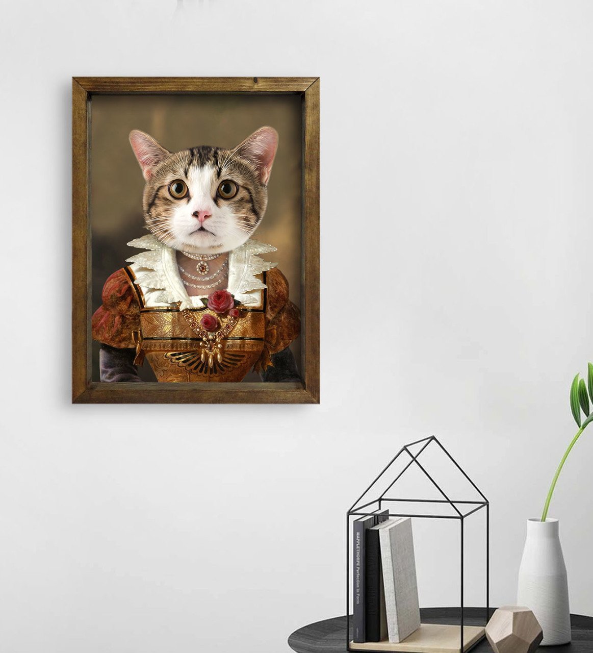 Evcil Dostlara Özel Portre Doğal Masif Ahşap Çerçeveli Tablo 45x65cm-19