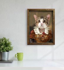 Evcil Dostlara Özel Portre Doğal Masif Ahşap Çerçeveli Tablo 45x65cm-19