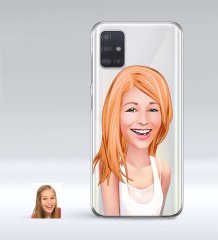Kişiye Özel Bayan Karikatürlü Samsung Galaxy A51 İnce Şeffaf Silikon Telefon Kapağı-37