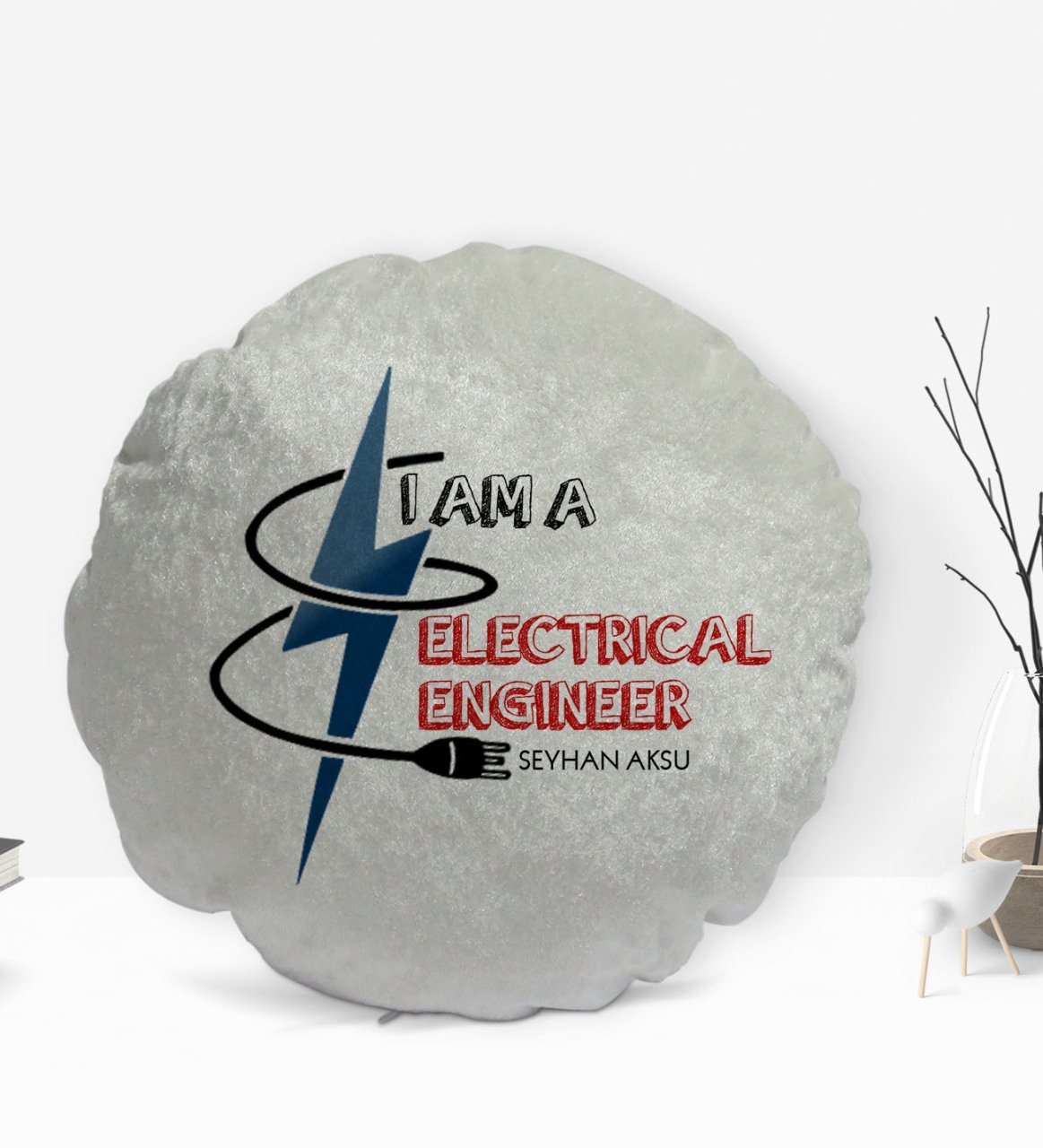 Kişiye Özel İsimli Elektrik Mühendisi Tasarımlı Dekoratif Kırlent Yastık-1