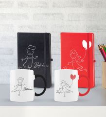 BK Gift Kişiye Özel Sevgili Temalı 2’li Defter Kupa Hediye Seti, Sevgiliye Hediye, Sevgililer Günü Hediyesi-12