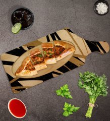 BK Gift Modern Art Tasarımlı Dikdörtgen Şeklinde Doğal Ahşap Servis ve Sunum Tabağı Model 16