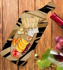 BK Gift Modern Art Tasarımlı Dikdörtgen Şeklinde Doğal Ahşap Servis ve Sunum Tabağı Model 16