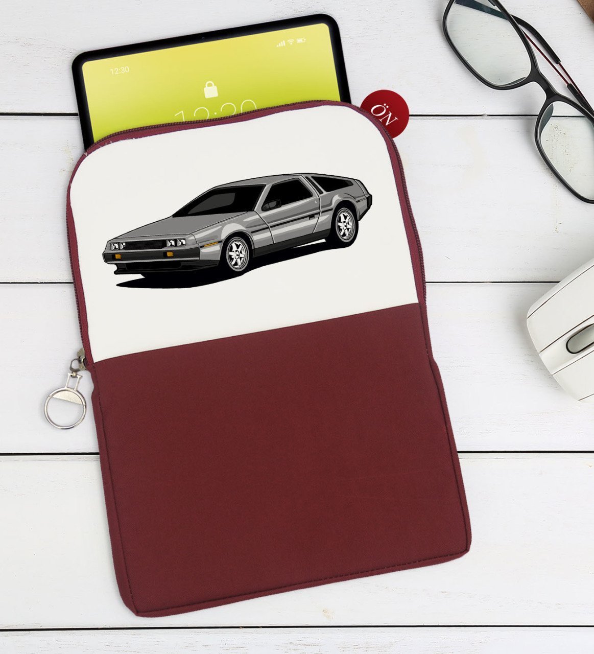 BK Gift Klasik Araç Tasarımlı Taşınabilir Koruyucu Tablet Kılıfı & Organizer Çanta - Bordo-6