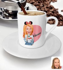 Kişiye Özel Kadın Moda Mini Fare Karikatürlü Türk Kahvesi Fincanı-1