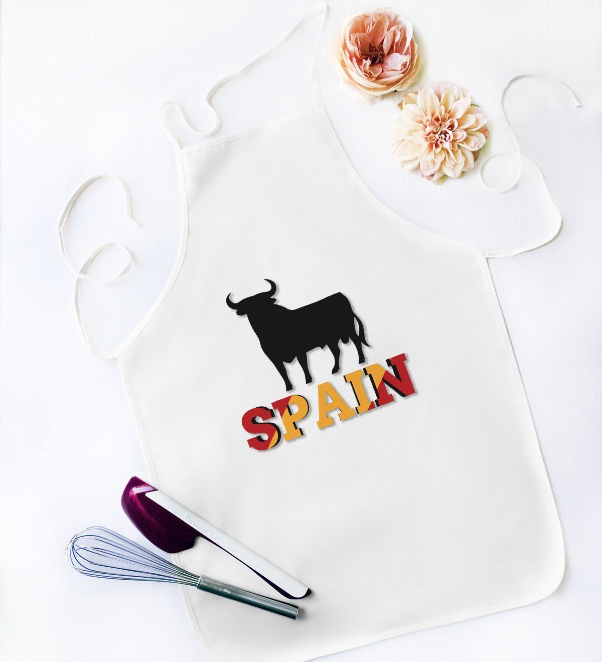 BK Gift Spain Tasarımlı Beyaz Mutfak Önlüğü - Model 1