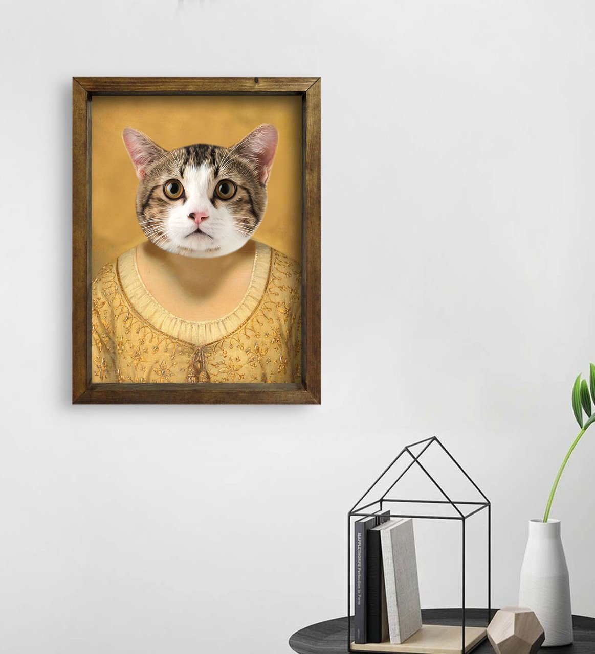 Evcil Dostlara Özel Portre Doğal Masif Ahşap Çerçeveli Tablo 45x65cm-17