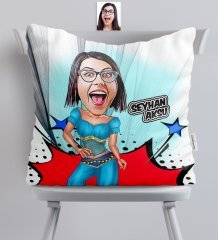 Kişiye Özel Bayan Oryantal Karikatürlü Saten Yastık