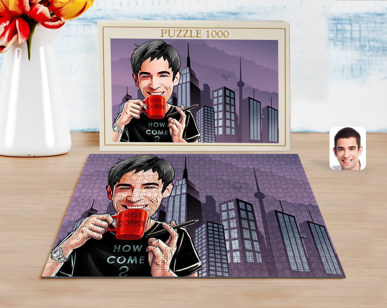 Kişiye Özel Erkek Karikatürlü 1000 Parça Profesyonel Puzzle-64