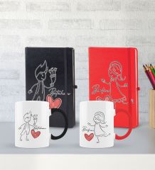 BK Gift Kişiye Özel Sevgili Temalı 2’li Defter Kupa Hediye Seti, Sevgiliye Hediye, Sevgililer Günü Hediyesi-11