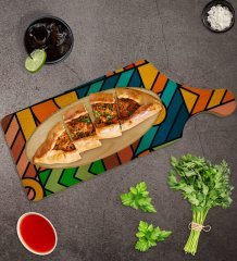 BK Gift Modern Art Tasarımlı Dikdörtgen Şeklinde Doğal Ahşap Servis ve Sunum Tabağı Model 15