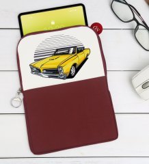 BK Gift Klasik Araç Tasarımlı Taşınabilir Koruyucu Tablet Kılıfı & Organizer Çanta - Bordo-5