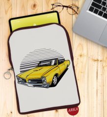 BK Gift Klasik Araç Tasarımlı Taşınabilir Koruyucu Tablet Kılıfı & Organizer Çanta - Bordo-5