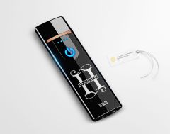BK Gift Kişiye Özel Kırmızı Sigara Tabakası ve Elektronik Dokunmatik Alevsiz Şarjlı Çakmak Hediye Seti-6, Metal Sigara Tabakası, Elektronik Çakmak