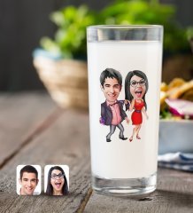 Kişiye Özel Sevgililer Karikatürlü Rakı Bardağı-4