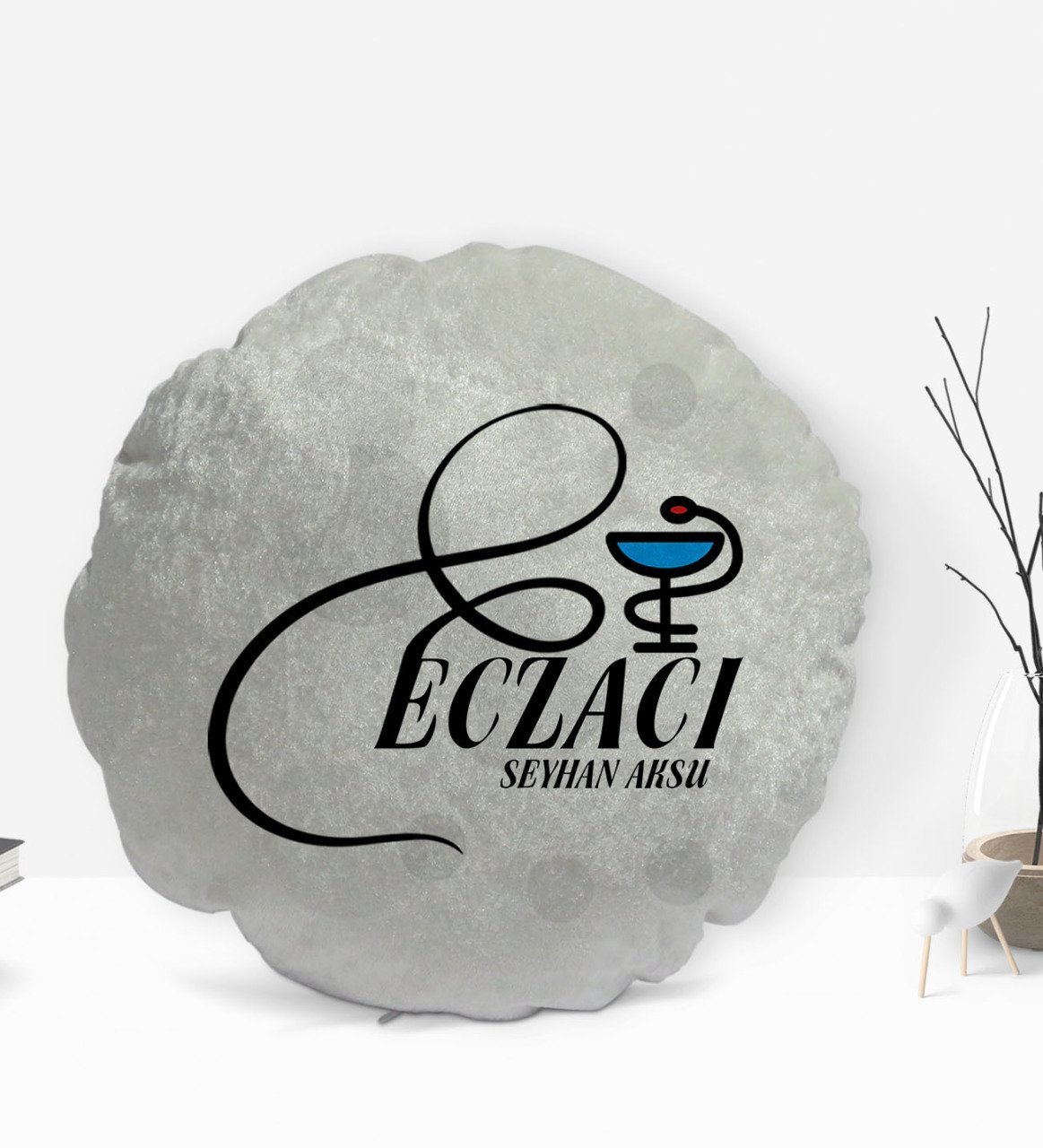 Kişiye Özel İsimli Eczacı Tasarımlı Dekoratif Kırlent Yastık-7