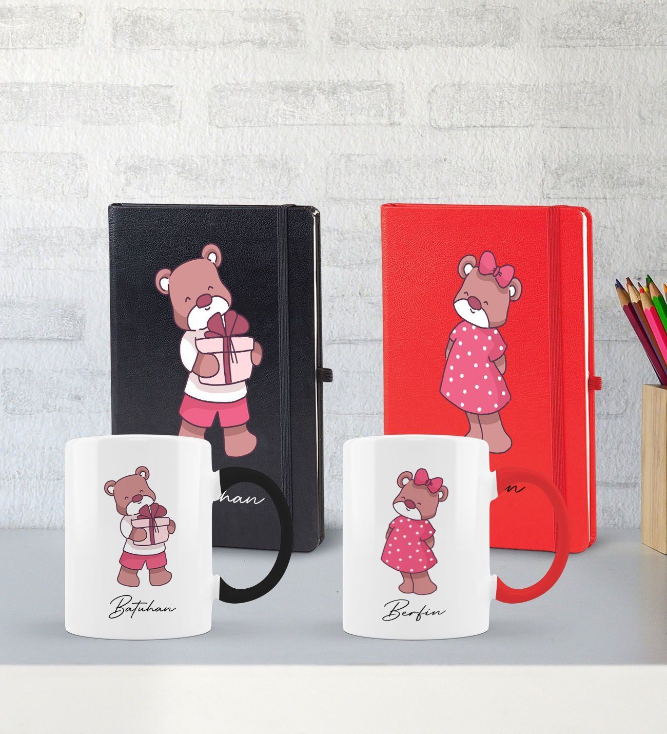 BK Gift Kişiye Özel Sevgili Temalı 2’li Defter Kupa Hediye Seti, Sevgiliye Hediye, Sevgililer Günü Hediyesi-10