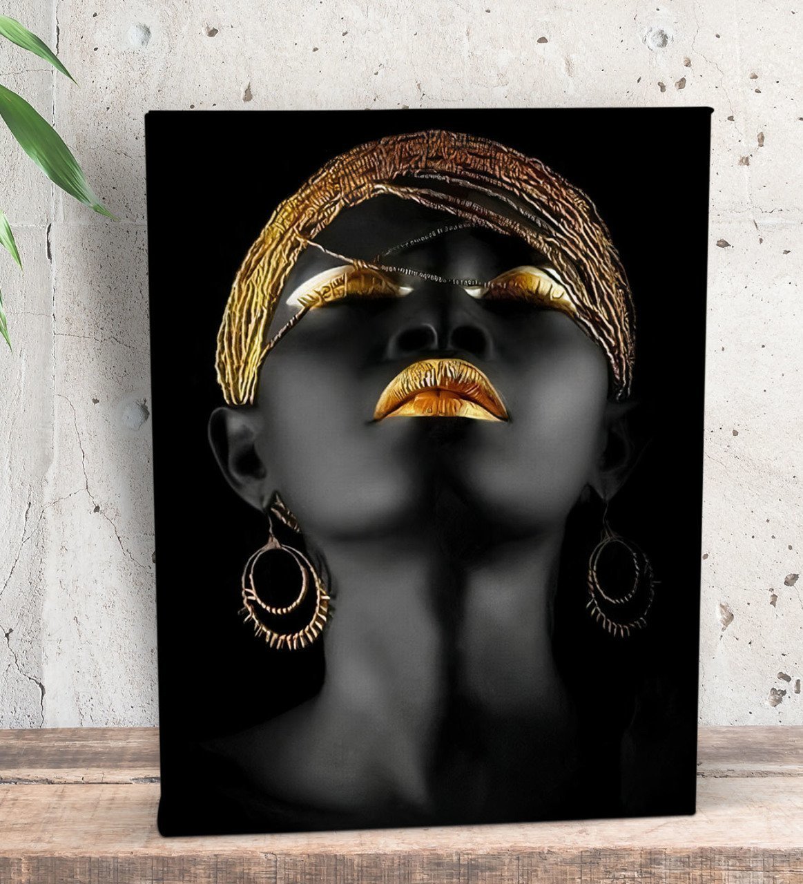 BK Gift Afrikalı Kadın Tasarımlı Dekoratif Mini Kanvas Tablo 15x20cm-1