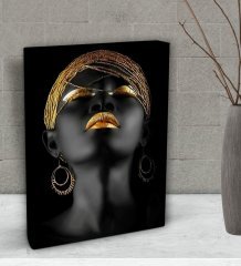 BK Gift Afrikalı Kadın Tasarımlı Dekoratif Mini Kanvas Tablo 15x20cm-1
