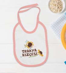 BK Kids Trakya Kızçesi Tasarımlı Pembe Bebek Body Zıbın ve Mama Önlüğü Hediye Seti-1