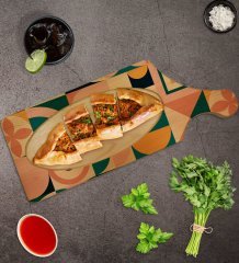 BK Gift Modern Art Tasarımlı Dikdörtgen Şeklinde Doğal Ahşap Servis ve Sunum Tabağı Model 14