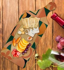 BK Gift Modern Art Tasarımlı Dikdörtgen Şeklinde Doğal Ahşap Servis ve Sunum Tabağı Model 14