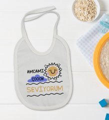 BK Kids Amcamı Çok Seviyorum Tasarımlı Bebek Body Zıbın ve Mama Önlüğü Hediye Seti - Model 1