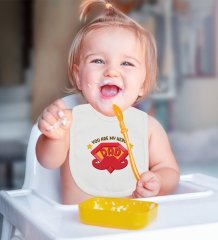 BK Kids You Are My Hero Dad Tasarımlı Bebek Mama Önlüğü - Model 1