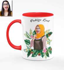 Kişiye Özel Türbanlı Karikatürlü Kırmızı Kupa Bardak 40k708