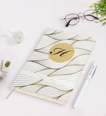 Kişiye Özel Baş Harf İsim Tasarımlı Beyaz Defter Kalem Seti-3