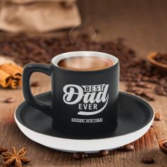 BK Gift Kişiye Özel Dad Tasarımlı Siyah Renk Türk Kahvesi Fincanı-15, Arkadaşa Hediye, Sevgiliye Hediye, Yıl Dönümü Hediyesi