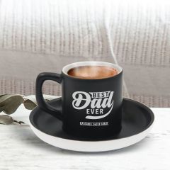 BK Gift Kişiye Özel Dad Tasarımlı Siyah Renk Türk Kahvesi Fincanı-15, Arkadaşa Hediye, Sevgiliye Hediye, Yıl Dönümü Hediyesi