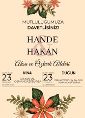 Kişiye Özel Klasik Bitmeyen Düğün Davetiyesi Model 104