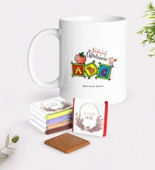 Kişiye Özel Anasınıfı Öğretmeni Beyaz Kupa ve Çikolata Hediye Seti-1