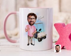 Bk Gift Kişiye Özel Golf Oyuncusu Karikatürlü Pembe Kupa Bardak-7, Sevgiliye Hediye, Arkadaşa Hediye