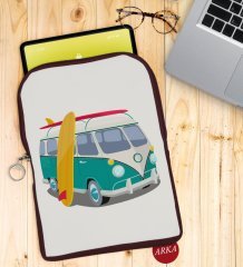 BK Gift Klasik Araç Tasarımlı Taşınabilir Koruyucu Tablet Kılıfı & Organizer Çanta - Bordo-3