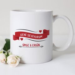 Kişiye Özel Beyaz Kupa Bardak (Sevgililer Günü Temalı-60)