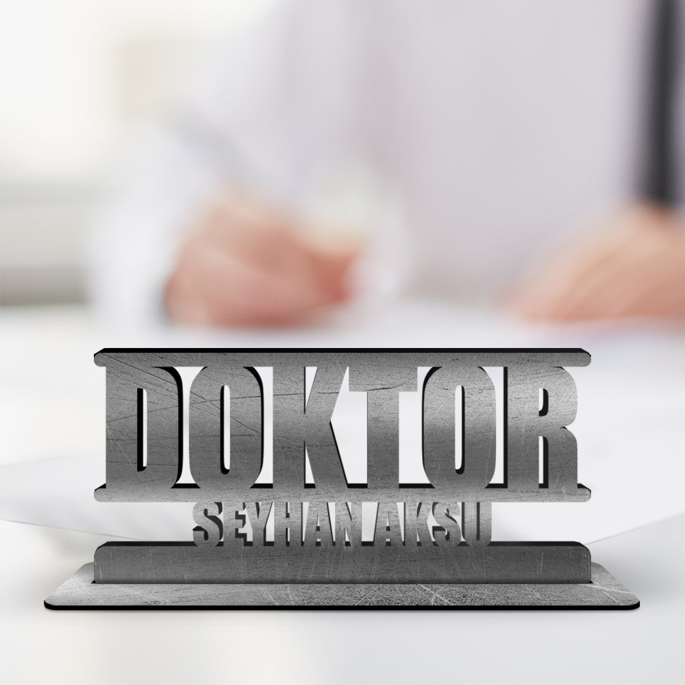Kişiye Özel Mesleki Doktor Ahşap Masa İsimliği (Model A11)