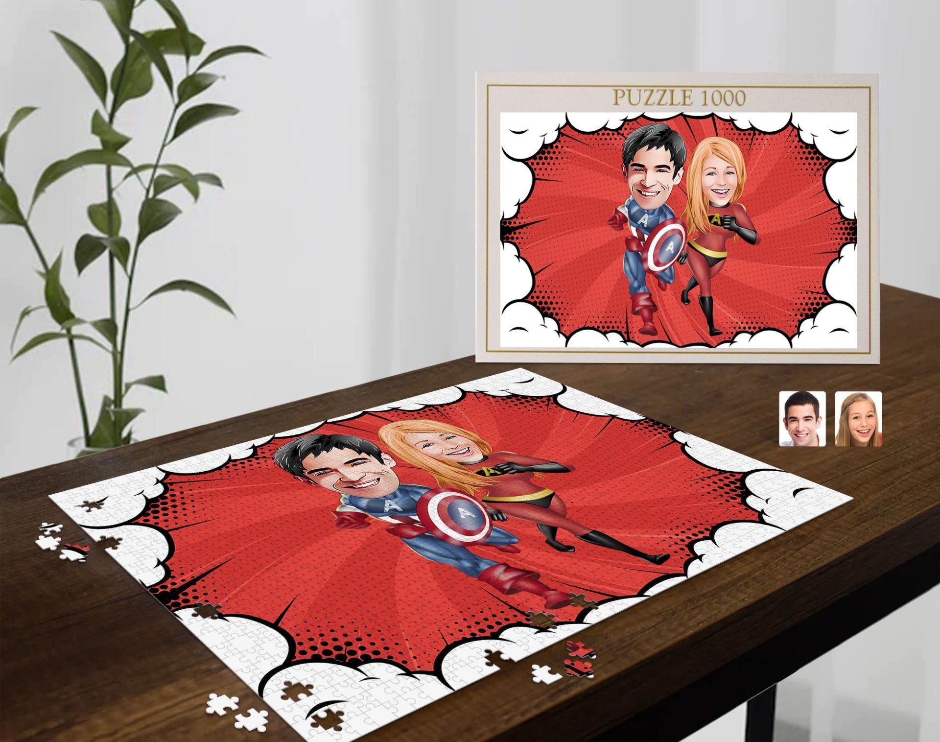 BK Gift Kişiye Özel Sevgililer Karikatürlü 1000 Parça Profesyonel Puzzle-32