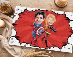 BK Gift Kişiye Özel Sevgililer Karikatürlü 1000 Parça Profesyonel Puzzle-32