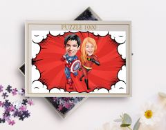 BK Gift Kişiye Özel Sevgililer Karikatürlü 1000 Parça Profesyonel Puzzle-32