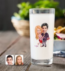 Kişiye Özel Sevgililer Karikatürlü Rakı Bardağı-2