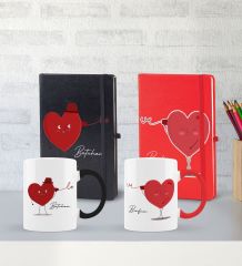 BK Gift Kişiye Özel Sevgili Temalı 2’li Defter Kupa Hediye Seti, Sevgiliye Hediye, Sevgililer Günü Hediyesi-8