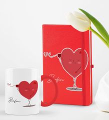 BK Gift Kişiye Özel Sevgili Temalı 2’li Defter Kupa Hediye Seti, Sevgiliye Hediye, Sevgililer Günü Hediyesi-8