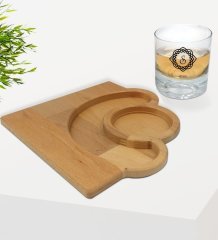 Kişiye Özel İsimli Viski Bardağı ve Doğal Masif Ahşap Yarım Ay Sunum Tabağı Çerezlik Hediye Seti-19