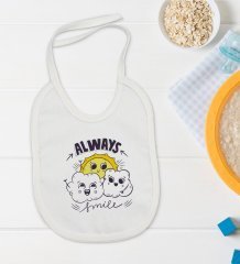 BK Kids Always Smile Tasarımlı Bebek Body Zıbın ve Mama Önlüğü Hediye Seti - Model 1