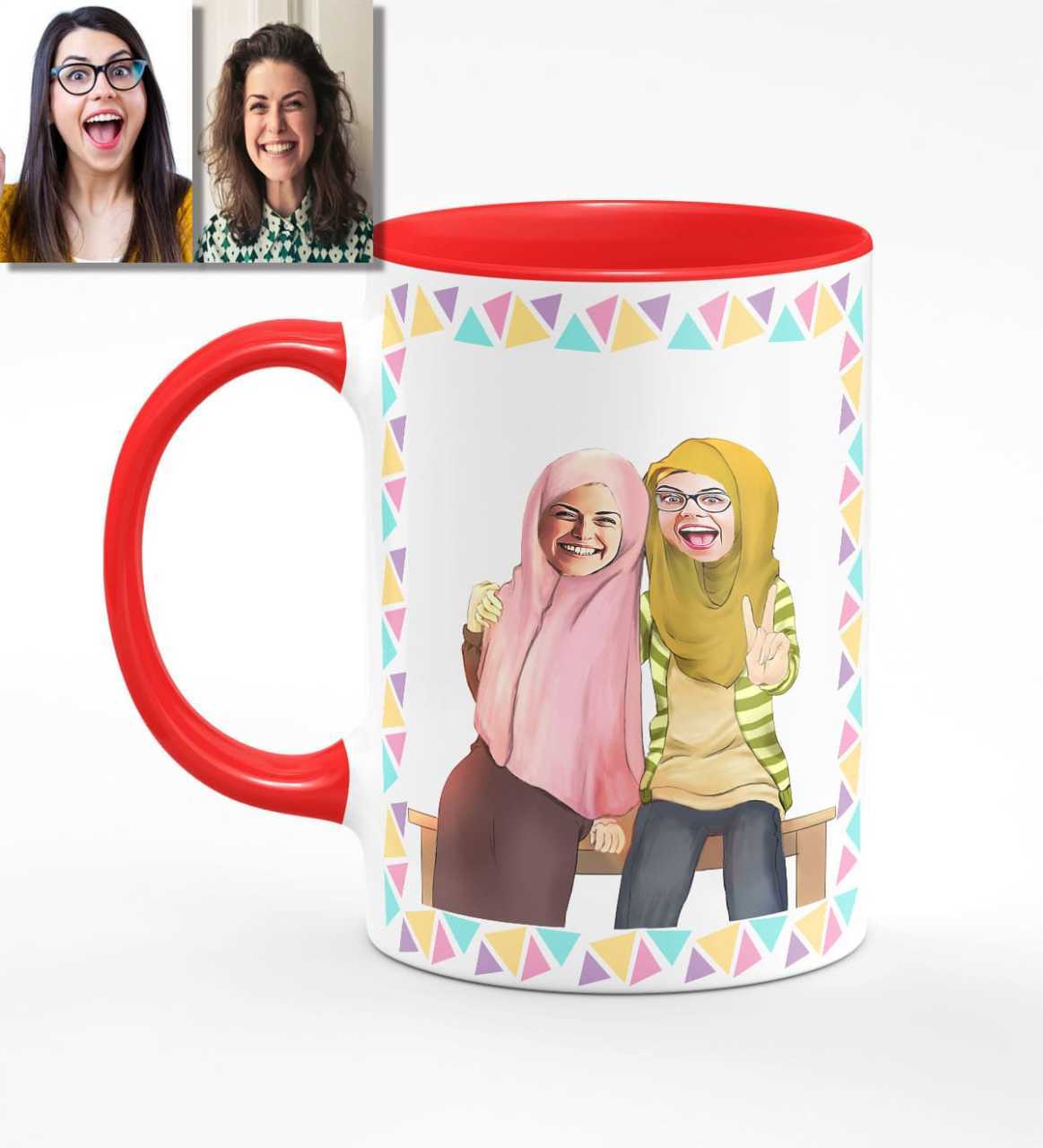 Kişiye Özel Türbanlı Karikatürlü Kırmızı Kupa Bardak 38k706