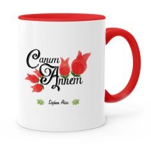 Kişiye Özel Canım Annem Kırmızı Kupa Bardak - 16