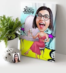 Kişiye Özel Bayan Karikatür Kanvas Tablo (30 x 50 cm.) 10