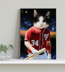 Evcil Dostlara Özel Beyzbol Oyuncusu Tasarımlı Portre Kanvas Tablo 30x50cm-8